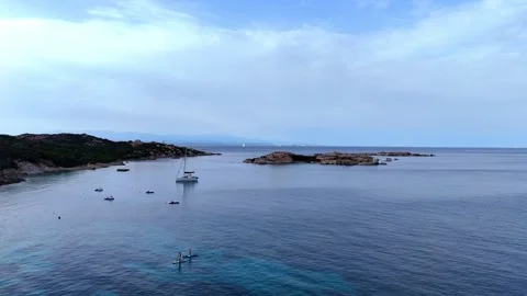Drone Forward Flight Over the Mediterranean Sea with Deep Blue Waters Stock Footage 332606719