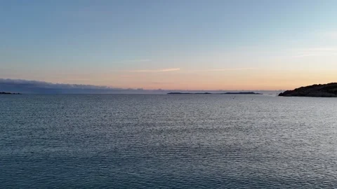 Drone Forward Flight Over Mediterranean Sea at Sunrise Mid Water Stock Footage 334672128