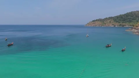 Drone Forward Flight Over Open Sea Freedom Beach Phuket Vídeos de archivo 332512810