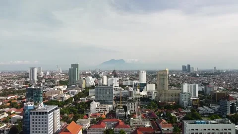 Drone Forward Flight Over Surabaya City Skyline, Indonesia Stock Footage 315235449