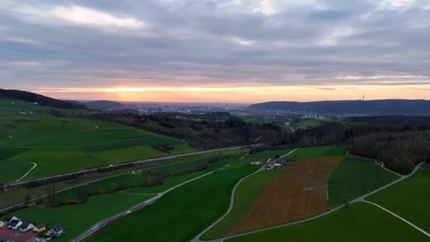 Drone forward flyover above Arisdorf toward Basel, Basel-Landschaft Stock Footage 342275840