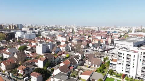 Drone Forward Motion Over Residential Area, Paris Suburbs - France Stock Footage 309265352