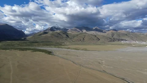 Drone Forward Push Toward Running Tibetan Gazelles on Plateau Desert,China Stock Footage 326211595