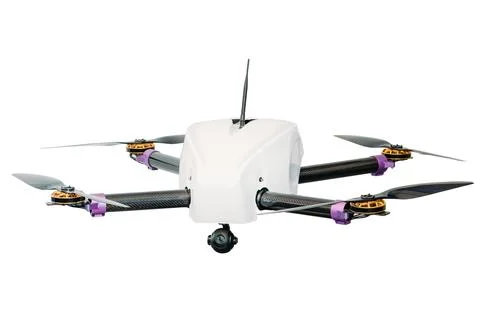 Drone with four screws isolate on white background. Stock Photos