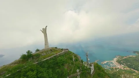Drone FPV flight on the mountain before reaching Christ the redeemer Stock Footage 246748586