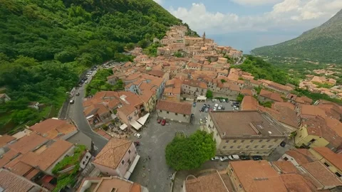 Drone FPV stabilized footage on Maratea, Basilicata, Italy. Color graded. Stock Footage 246748541