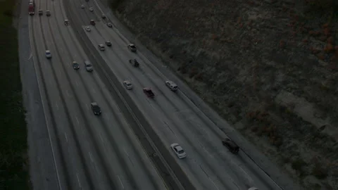 Drone Freeway Sunset 4K 24FPS Stock Footage 145099548