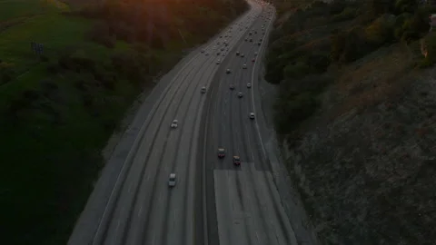 Drone Freeway Sunset 4K 24FPS Video stock 145099574