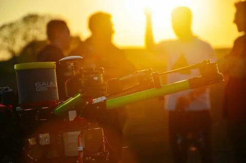 Drone frends in sunset Stock Photos