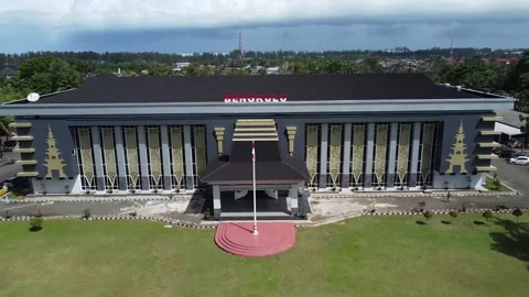 DRONE FRONT VIEW KANTOR GUBERNUR BENGKULU Stock Footage 201065923