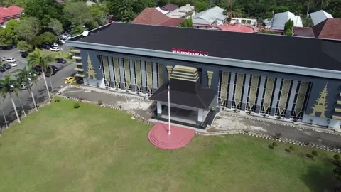 DRONE FRONT VIEW SLIDE RIGHT KANTOR GUBERNUR BENGKULU Stock Footage 201065793