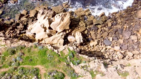Drone gaining height over Alghero rocky shoreline. Sardinia, Italy Stock Footage 150692555