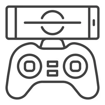 Drone Game Controller with Smartphone vector concept line icon Stock Illustration
