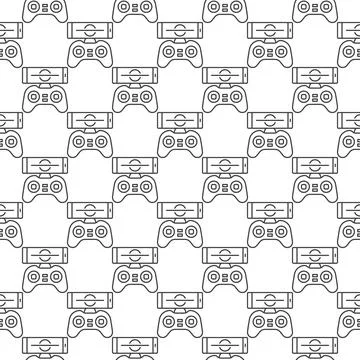 Drone Game Controller with Smartphone vector concept thin line seamless patte Stock Illustration