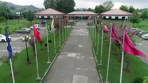 Drone gate entry scene Video stock 130555879