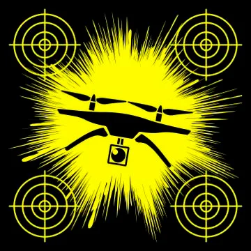 Drone gets shot down Stock Illustration