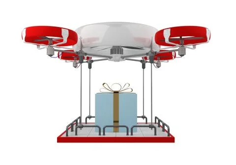 Drone with gift box Stock Illustration