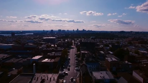 Drone Glide Down Shot of Baltimore City in the distance Stock Footage 88792314