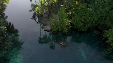 Drone Glide Over Calm Waters of Paisupok Lake Color Graded Stock Footage 313450782