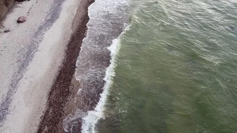 Drone Glide Over Turbulent Baltic Sea Coastline Stock Footage 323613064