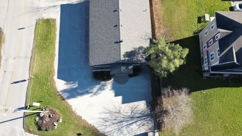 Drone Glide of Rural Homes and Road Stock Footage 345376610