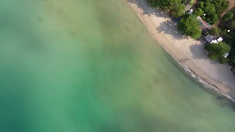 Drone glimpse of calm coast where visitors unwind, Koh Chang, Thailand Stock Footage 310394830