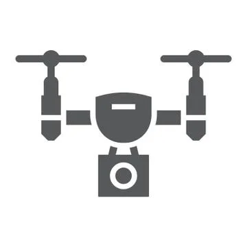 Drone glyph icon, electronic device, quadcopter Stock Illustration