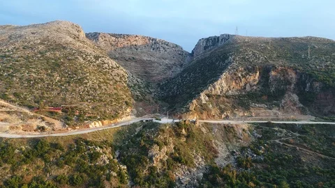 Drone going to between two mountains. 4K shooting. Turkey Hatay Stock Footage 101021236