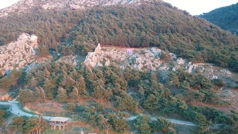 Drone going to between two mountains. 4K shooting. Turkey Hatay Stock Footage 101022000