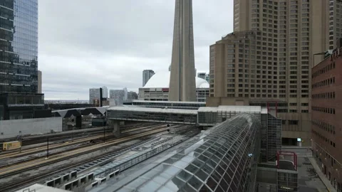 Drone going up the CN Tower Stock Footage 146501781