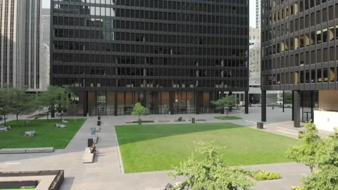 Drone going crazy downtown Toronto Stock Footage 143207317