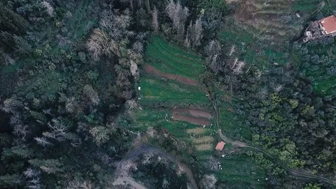 Drone going down on farm Taygetos Mountain in Greece Stock Footage 87535752