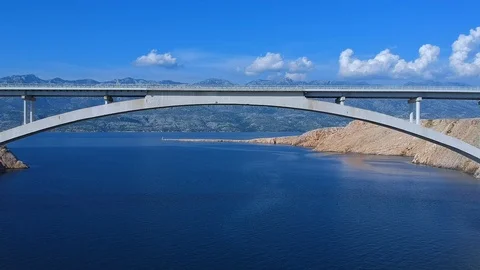 Drone going under the bridge Stock Footage 92771348