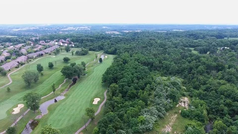Drone Golf Course Pan Left Video stock 100037534