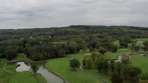 Drone Golf field with bird flying in Geneva USA Stock Footage 273844536