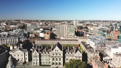 Drone of Graduates Memorial Building in Trinity College Campus, Old University Stock Footage 328513996