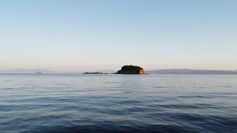 Drone Greece Sunset over the water Stock Footage 193396199