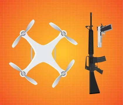 Drone with gun firearms mounted m16 and pistol vector Stock-Illustration