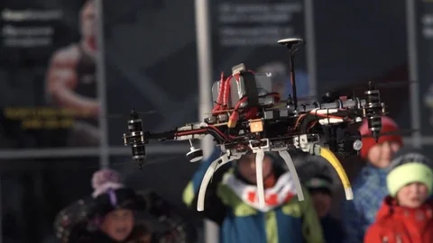 The drone hangs low to the ground 스톡 동영상 69887418