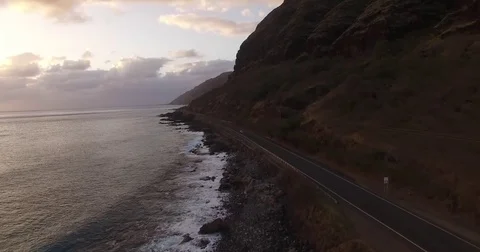 DRONE HAWAII CAR Stock Footage 82437784