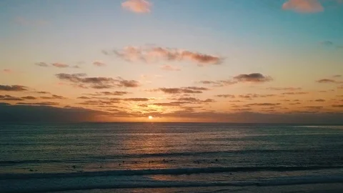Drone HD - Amazing Sunset Over Ocean Stock Footage 128935930