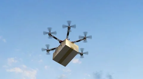 Drone Hexacopter delivers a package Stock-Footage 64996246