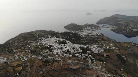 Drone High Altitude View Over Patmos Village and Monastery of Saint John Video stock 331661824