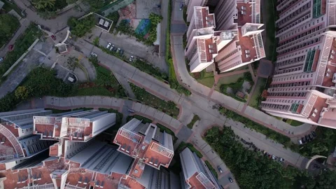 Drone high angle top view of modern high rise residential towers highlighti.. Stock-Footage 344878212