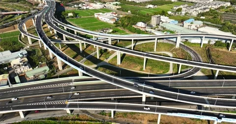 Drone: High Angle View Of City Street in Taiwan Stock Footage 233226322