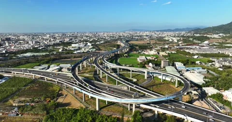 Drone: High Angle View Of City Street in Taiwan Stock Footage 233226328