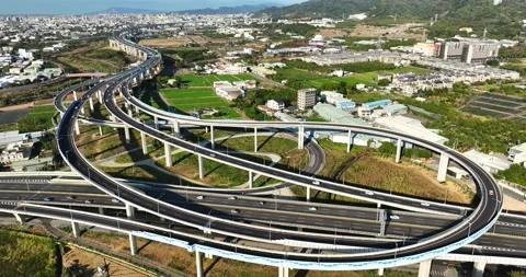 Drone: High Angle View Of City Street in Taiwan Stock Footage 233226331