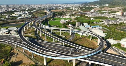 Drone: High Angle View Of City Street in Taiwan Stock Footage 233226350