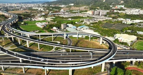 Drone: High Angle View Of City Street in Taiwan Stock Footage 233226395