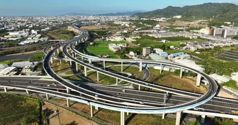 Drone: High Angle View Of City Street in Taiwan Stock Footage 233226400